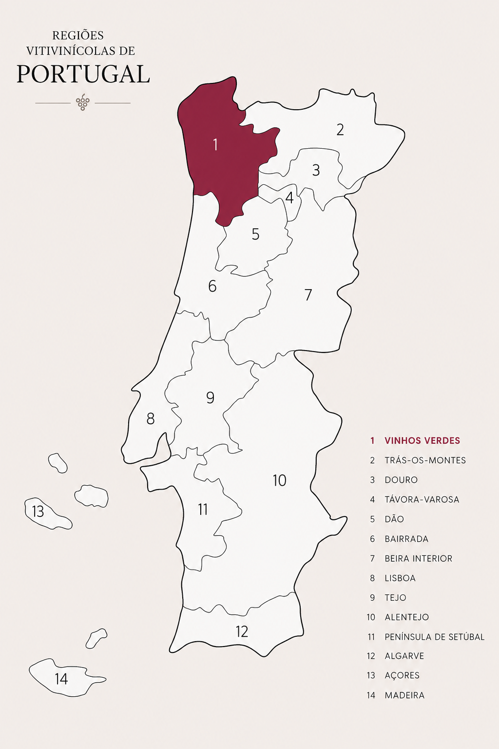 Mapa da Região dos Vinhos Verdes