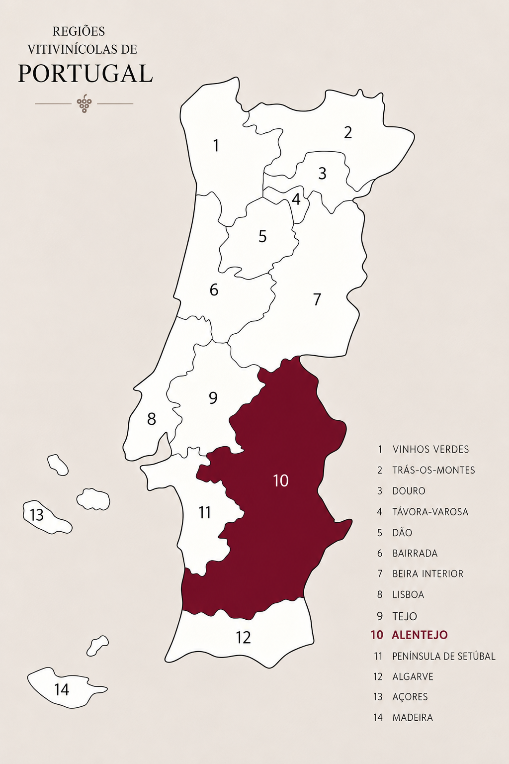 Mapa da Região do Alentejo